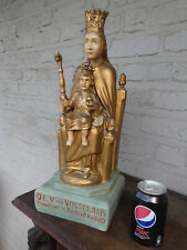 Antique Flanders our lady of Vosselaar Ceramic chalk statue on throne rare picture