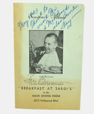 Vintage 1943 Breakfast At Sardi's restaurant menu TOM BRENEMAN AUTOGRAPH - RARE picture