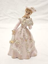 VINTAGE Geo. Z. Lefton China Lady Pink/White & Gold Dress Figurine K9572P ~ 6