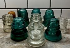 Lot of 10 Antique Glass & Porcelain Insulators, Hemingway, Armstrong Blue, Clear picture