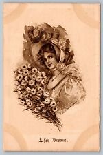 Postcard Lifes Dream Artist Signed Mary Russell 1909 EW Gustin Art B/W  DB picture