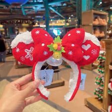 New Disney Park 2023 Christmas Minnie Mouse Red Ear Headband Shanghai Disneyland picture