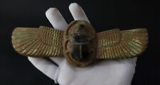 Rare Ancient Egyptian Antiques Green Winged Scarab Bettle Good Luck Egypt BC picture