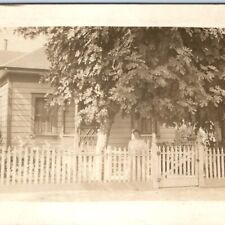 c1910s CA Small House & Woman RPPC Lovely Street View Real Photo Postcard A134 picture