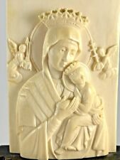 Antique French Madonna and Child with Angels Carved Dieppe Work 5