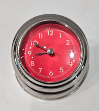 Pottery Barn Magnified Glass Dome Desk Clock Paperweight Silver Red Retro picture