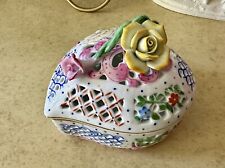Vintage Heart Trinket Dish Jewelry Holder Porcelain Crafted Rose picture