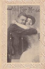 Antique Victorian Postcard Greeting Card Love And You For Me Kid Couple 1900s A0 picture