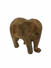 Elephant Vintage Solid Wood Hand Carved Large Walking Elephant Figure 7”x7