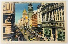 Vintage San Francisco California CA Market St Looking East from Powell St Linen picture