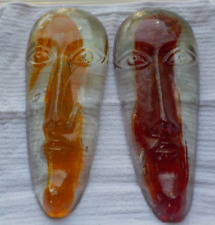 A SET OF TWO Art Glass Face Mask picture