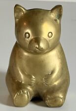 Vintage Brass Bear COIN BANK CUB  5”x4” Lively Patina picture
