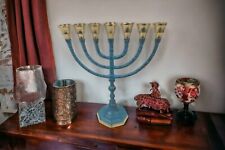 Amazing Classic Brass Plated Patina Jewish Menorah Menora 7 Branches 9.5