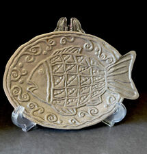 Metal Gray Hammered Carved Fish Trinket Dish picture