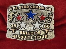 CHAMPION TROPHY BELT BUCKLE PRO RODEO☆1986☆MESQUITE TEXAS BULL RIDING☆RARE☆133 picture