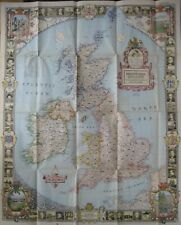 1949 King George VI Map BRITISH ISLES IRELAND SCOTLAND Cathedrals Castles Canals picture