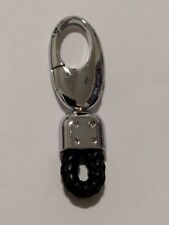 Black Braided Cord Accent Silvertone Clip-On Keyring Accessory picture