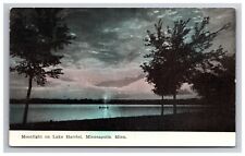 Minneapolis Minnesota Lake Harriet Moonlight Evening Divided Back Postcard picture