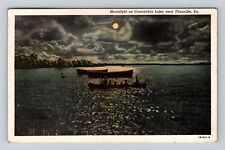 Titusville PA-Pennsylvania, Moonlight On Canadohta Lake, Vintage Postcard picture