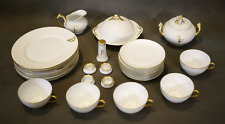 Rare Limoges P&P Antique Gold Dinner Set 27pc Collectable Porcelain White France picture