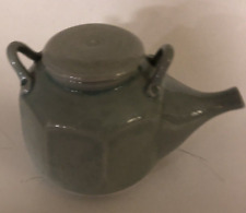 Vtg 1984 Charles Bryant Studio Art Pottery Celadon Octagonal Tea Pot Signed 4.5