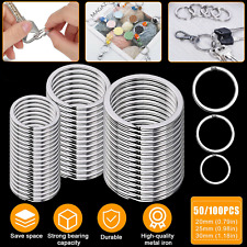 10/50/100PCS 20/25/30mm Stainless Steel Flat Key Rings Split Hoop Keyrings Loop picture