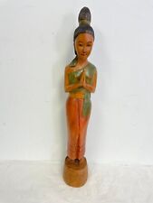 Beautiful Painted Large Eastern/Thailand Folk Art Carved Wood Thai Lady 20