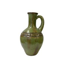 Brown Olive Green Ceramic Geometric Pattern Jar Shape Vase ws3272 picture