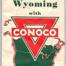 1939 Wyoming Conoco Oil Gas Road Map +Casper Cheyenne Ogden Yellowstone Park 4E picture