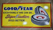 GOODYEAR SUPER CUSHION PORCELAIN ENAMEL SIGN 48 X 24 INCHES picture