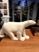 Vintage Composite Resin Polar Bear Figure Statue Sculpture Pompon 19 inch picture