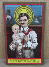 RARE VINTAGE SUFFRAGETTE MADONNA POSTCARD 1909 Women Voting Series Father Baby picture