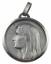 Vintage Catholic Our Lady Of Lourdes  Silver Tone Religious Medal picture