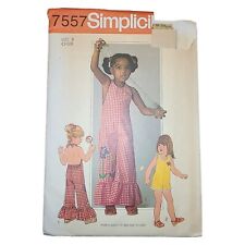 Vintage 1976 Simplicity 7557 Child's Halter Jumpsuit w/ Applique Girls Sz 3 Cut picture