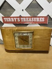 Rare 10” x 5” x 2” O. B. McClintock Art Deco Wood Mantle Clock Tested/Works picture