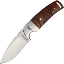 Browning Cocobolo Wood Handle Stainless Fixed Blade Knife + Leather Sheath 0229 picture