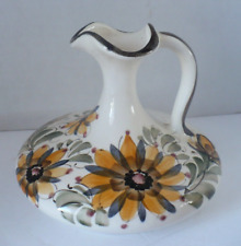 Vintage Hand Painted Ceramic Squatty Vase w/Sunflowers picture