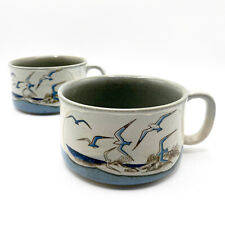 OTAGIRI Vintage Pair of Stoneware Seagull Soup, Cappuccino, Coffee Mugs - ENESCO picture
