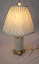 Vintage LENOX Quoizel Porcelain Reticulated Table Lamp & Shade Original Signed picture