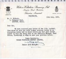 1963 Trowbridge USHERS WILTSHIRE BREWERY Letter / Billhead - Taunton Somerset picture