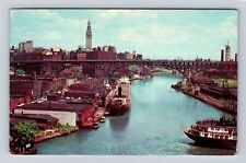 Cleveland OH-Ohio, Entrance To Cuyahoga River Vintage c1976 Souvenir Postcard picture