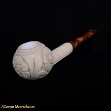 Floral Block Meerschaum Pipes Smoking Tobacco Pipes Pipa Pfeife + CASE AGM-58 picture