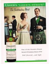 1959 Usher's GREEN STRIPE Scotch Whiskey Scottish Tartan Plaid Vintage Print Ad  picture