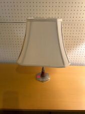 AUTHENTIC Vintage Bedside Lamp Metal and Wood Base BEAUTIFUL Shade WORKS picture