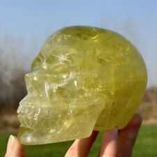 2.55LB Natural Citrine Skull Hand Carved Quartz Crystal Reiki Skull Healing picture