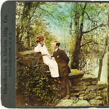 Philadelphia Courting Irish Couple Stereoview c1907 Tinted Young Love Photo E487 picture