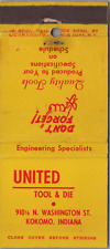 Matchbook Cover United Tool & Die Kokomo Indiana picture