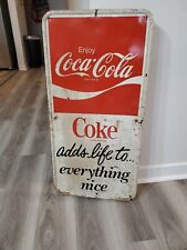 c.1960s Original Vintage Enjoy Coca Cola Sign Metal Coke Adds Life Nice MCA Rare picture