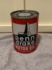 Rare Original Penn Drake Motor Oil Quart Oil Can Gas And Oil Advertising  picture