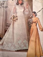 Vintage Vogue Pattern 1488 Bridal Wedding Dress Veil Size 12 UNCUT Empire Waist picture